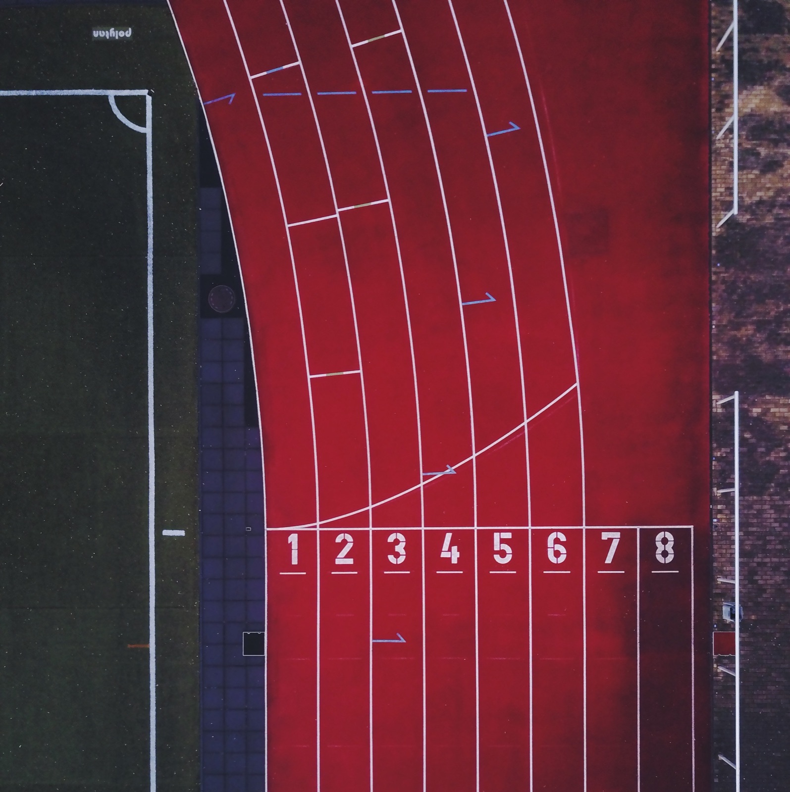 Pistă de atletism văzută de sus